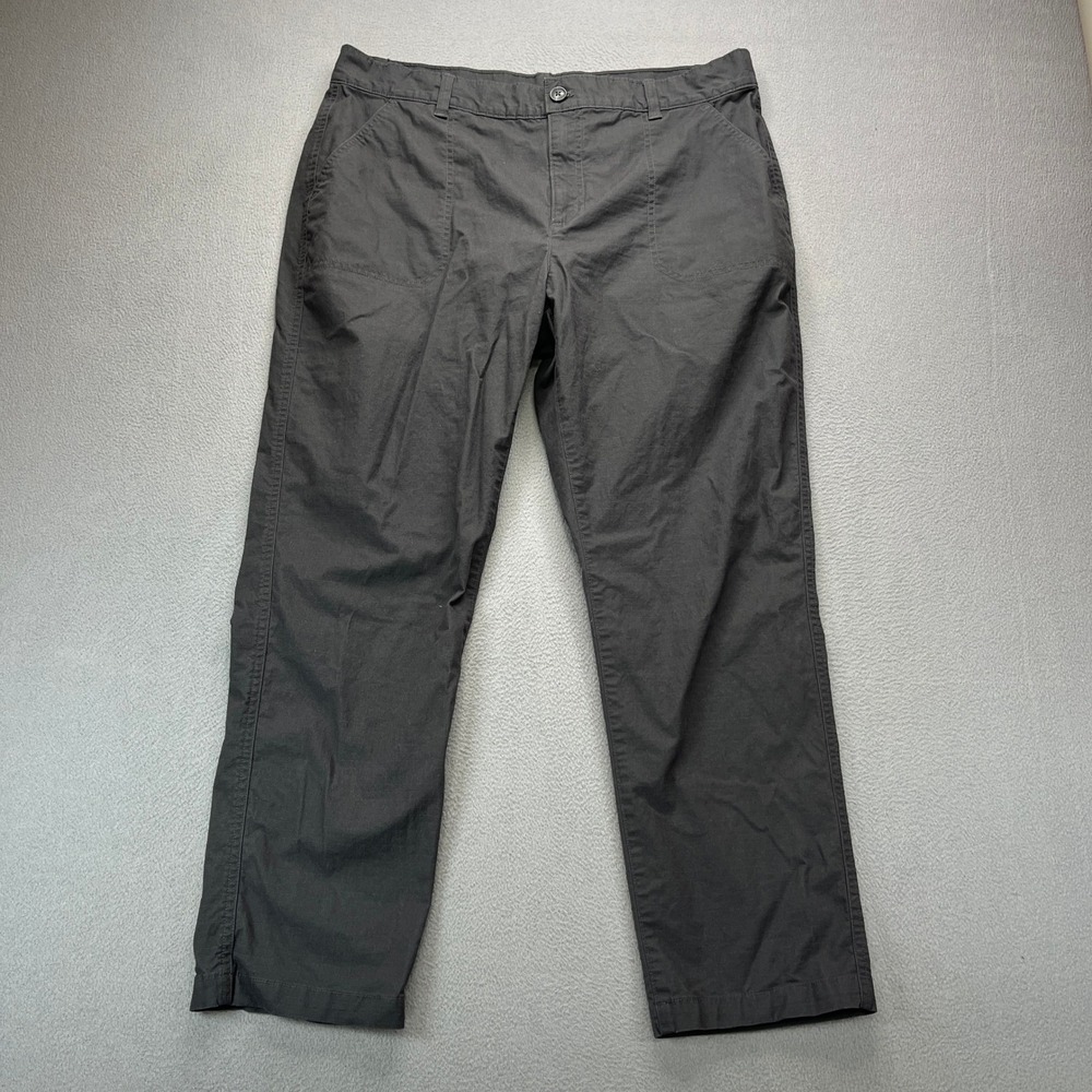 Eddie Bauer Ripstop Chino Pants Womens 14 Black Cotton Blend Casual Straight